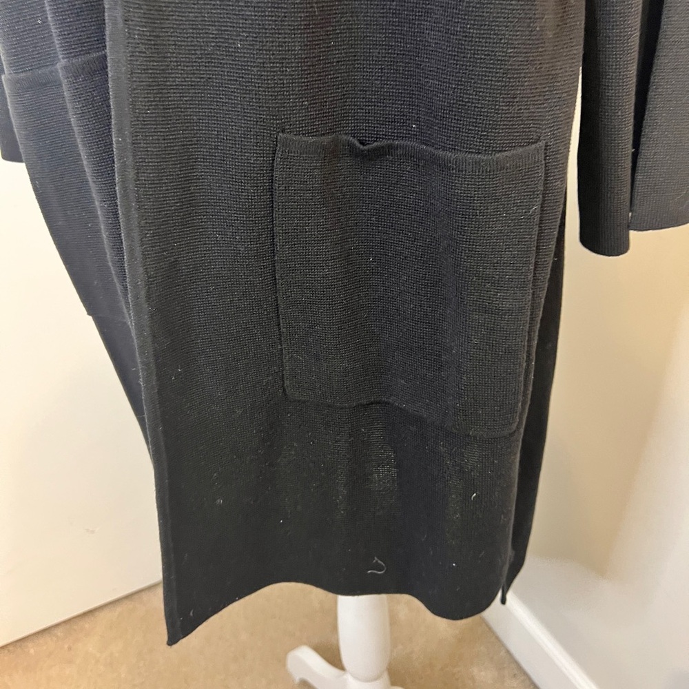 Eileen Fisher Silk & Organic Cotton Interlock Long‎ Cardigan Black Medium - Picture 4 of 10